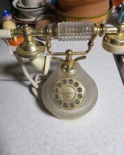 Vintage Hollywood Regency French Crystal/Gold Rotary Touch Pad Telephone picture