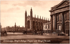 King's College Chapel & King's Parade Street Cambridge England 1910s Postcard picture