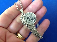 ARCHANGEL St MICHAEL Saint Medal NECKLACE Pendant Angel Wing Protection, Prayer picture