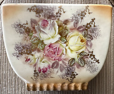 Opulent HAND PAINTED ANTIQUE VASE Floral Porcelain Design Colored Roses Rose VTG picture
