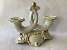 Bavarian Vintage Ivory & Gold Candle Holder MCM Collectible Home Decor picture