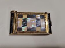 Art Deco Camera Powder Compact Lipstick Manicure set case Mother of Pearl Abalon picture