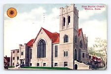 Old Postcard First Baptist Church Wichita Kansas 1912 Cancel Vintage picture