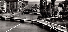 Vtg RPPC Postcard Geneva Bridge Old Cars BW picture