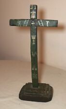 rare antique 1700s hand carved polychromed wood applied wax altar crucifix cross picture