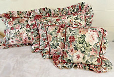 Vintage Croscill Floral Shabby Peony Victorian Ruffled Pillow Sham/Throw Pillows picture