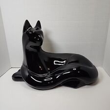 Vtg Haegar Black Ceramic Cat Statue Mid-Century Modernist Style 10