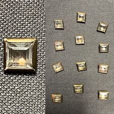 VTG 1930-40’ Lot of 12 Art Deco Square Crystal Buttons Set In Brass Metal Frame picture