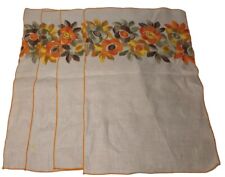 Vintage Mid-Century Mod 1970s Multicolored Floral Embroidered Placemats (4) picture