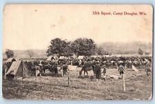 Camp Douglas Wisconsin WI Postcard 15th Squad And Horses Scene 1915 Antique picture