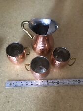 Odi Copper Pitcher  Set Vintage hand hammered copper made in India 7 inches￼ picture
