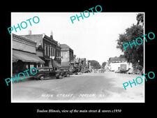 OLD LARGE HISTORIC PHOTO OF TOULON ILLINOIS THE MAIN STREET & STORES c1950 picture