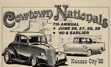 Kansas City 7th Annual Cowtown Nats Street Rod Art Vintage Print Ad 1986 picture