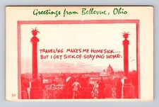 Bellevue OH-Ohio, General Humorous Greeting, Antique Vintage Souvenir Postcard picture