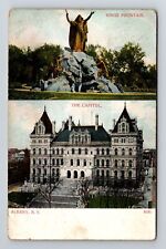 Albany NY-New York, King's Fountain, Capitol Vintage Souvenir Postcard picture