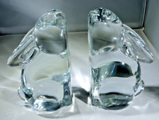 Vintage Pair SILVESTRI Glass Bunny Rabbit Bookend Figurines picture