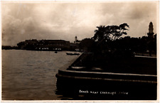 Beach near Connaught Drive Singapore Victoria Theatre 1930s RPPC Postcard Photo picture