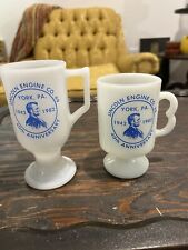 2 Vintage Milk Glass Footed Mugs picture