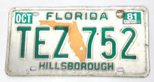 Vintage 1981 Florida License Plate TEZ 752 Hillsborough County picture