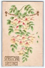 Christmas Postcard Greetings Flowers Airbrushed Tuck's St. Paul MN 1908 Silk picture