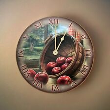 Vintage Apples In Basket Clock 11 1/4 X 11 1/4 Apple Clock picture