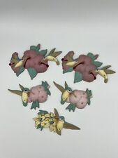Burwood Pastel 1993 Homeco Hummingbirds Floral Wall Decor Style 3303 Set of 5 picture