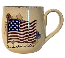 American Flag Patriotic Mug Retro Style Coffee Cup Land That I Love Vintage picture