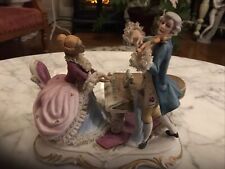 Bisque Porcelain Lace Large Figurine Couple Playing Piano Violin picture
