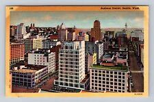 Seattle WA- Washington, Aerial Business District, Antique, Vintage Postcard picture