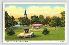 Postcard Michigan Harbor Springs MI Zorn Park 1940s Unposted Linen picture