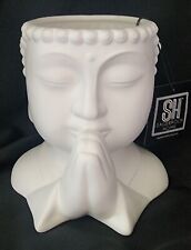 Sagebrook Home Ceramic Praying 3D Buddha Planter New With Tag White 7.5 In Tall picture