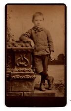 ANTIQUE CDV CIRCA 1880s YOUNG BOY IN SUIT DETAILED UNMARKED picture