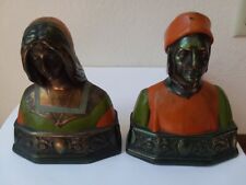 Vintage Painted Bronze-clad Dante and Beatrice Bookends picture