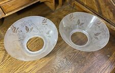 Pr Superb Antique Victorian Deep Etched Butterfly Shades - Gas Electric Fixtures picture