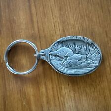Maine Scene Solid Pewter Maine Loon Keychain Souvenir picture