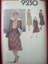 Vintage Simplicity Pattern 9230 Skirt Blouse Lined Cardigan Jacket Cut Size 16 picture