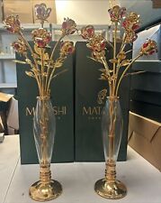 (Pack of 2) Matashi 24K Gold Dipped Crystal Studded Rose Bouquet in Elegant Vase picture