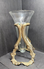 The Bombay Co 1990 Empergne Floating Glass Vase w/Ornate Gold Leaf Stand 11