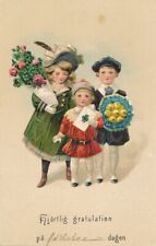Three Children Hjartlig Gratulation Hearty Congratulations PFB Postcard picture
