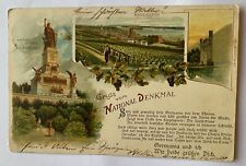 GRUSS VOM NATIONAL DENKMAL, POST CARD. 1907.  VINTAGE. LITHO picture