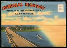 Overseas Highway Miami Key West Florida linen fl postcard folder foldout picture