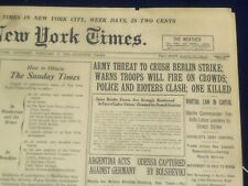 1918 FEBRUARY 2 NEW YORK TIMES - ARMY THREAT TO CRUSH BERLIN STRIKE - NT 8228 picture