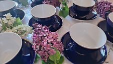 Vintage Lomonosov Set Of 11 Porcelain Tea Cups & Saucers LFZ cobalt blue gold  picture