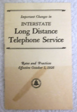 Interstate Long Distance Telephone Service Changes - October 1, 1926 - Pamphlet picture