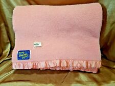 Vintage Witney Buybye' Brand Blankets Pink Satin Trimmed 80 x 96 in Wool Blanket picture