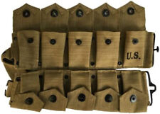 U.S. Army WWII Springfield M1 Garand 10 Pocket Canvas Ammunition Belt Khaki picture