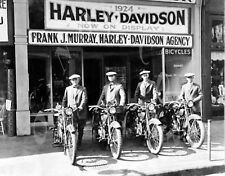 ANTIQUE REPRO 8X10 PHOTO PRINT OUTSIDE HARLEY DAVIDSON MOTORCYCLE DEALERSHIP # 2 picture