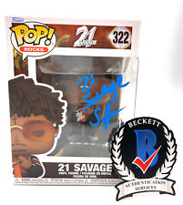 21 SAVAGE SIGNED AUTOGRAPH FUNKO POP 322 BECKETT BAS picture