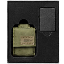 NEW ZIPPO BLACK CRACKLE LIGHTER WITH OD GREEN MOLLE MODULAR POUCH U.S.A MADE picture