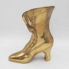 Brass Victorian Boot Ladies Long Match Holder Vase picture